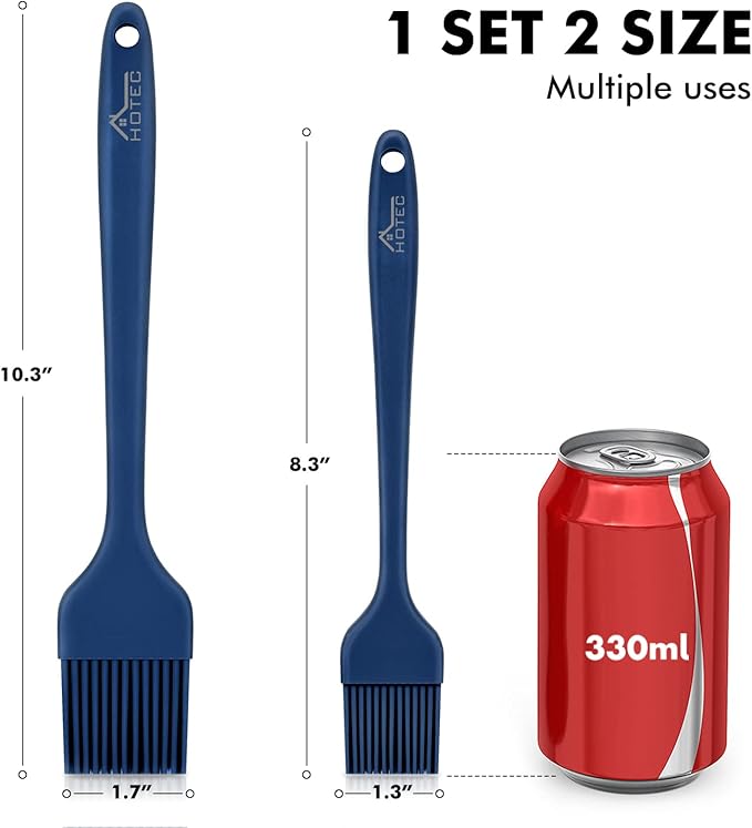 HOTEC 2 pieces Set Basting Brushes Silicone Heat Resistant Pastry Brushes Spread Oil Butter Sauce