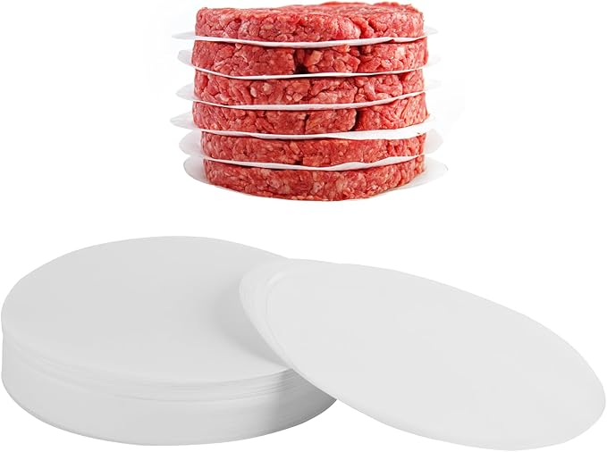 Yenmoz 500 PCS 5.1 Inch Hamburger Patty Paper White Parchment Paper Rounds Non-Stick Food Grade