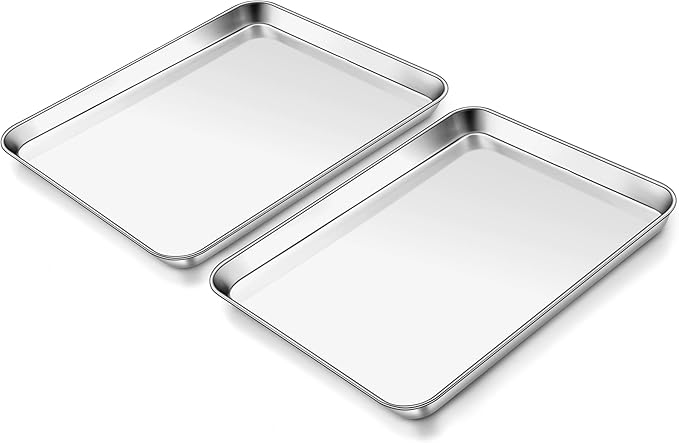 Homikit 2 Pack Baking Sheet, 9 x 13 Inches Stainless Steel Quarter Sheet Pan Set for Baking Cooking