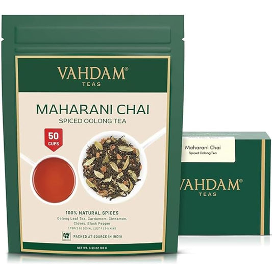 VAHDAM Maharani Chai Oolong Tea (50 Cups) | 100% NATURAL SPICES | Masala Chai Tea Loose Leaf |