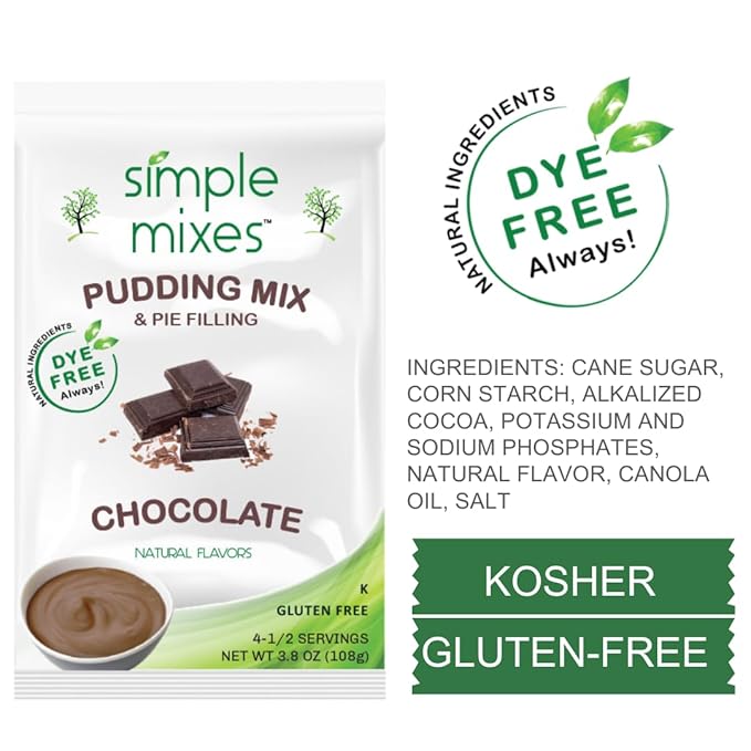 Simple Mixes Natural Instant Pudding & Pie Filling Mix, Healthy Snack, Chocolate, Gluten and