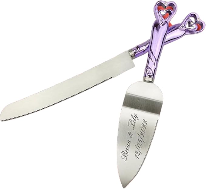 GIFTS INFINITY Personalized Wedding Cake Knife and Server Set Free Engraving - Valentine's