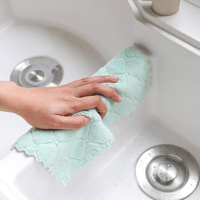 kimteny 12 Pack Kitchen Cloth Dish Towels, Premium Dishcloths, Super Absorbent Coral Velvet