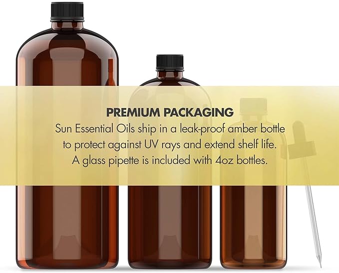 Sun Essential Oils - Sweet Orange Essential Oil 4 oz with Dropper for Diffusers, Hair, Skin Care