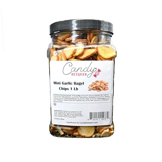 Candy Retailer Mini Garlic Bagel Chips 1 Lb