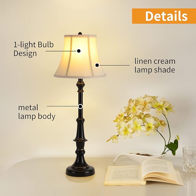 2 Pack Vintage Style Buffet Table Lamp, Traditional Bedside Lamps, Tall Table Lamp Set of Two for