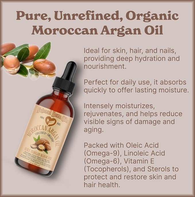 8oz Moroccan Argan Oil, 100% Pure and Natural, Cold-pressed, Organic ??Works Magic on Your Skin and