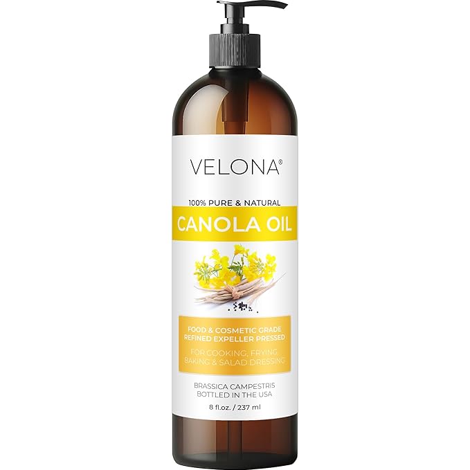 velona Canola Seed Oil 8 fl oz | 100% Pure and Natural Carrier Oil | Refined, Expeller pressed |