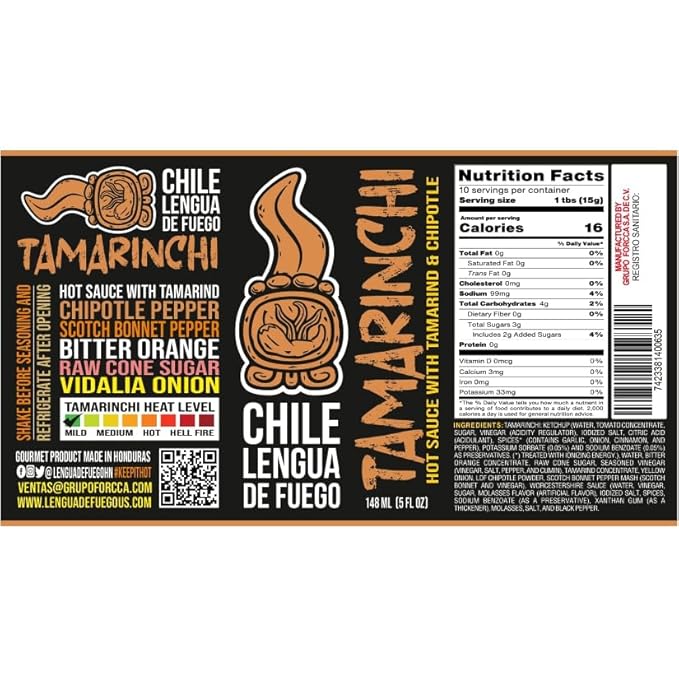 Hot Sauce | Chile Lengua de Fuego (Pack of 2, Tamarinchi) – Mild Tamarind & Chipotle Hot Sauce with