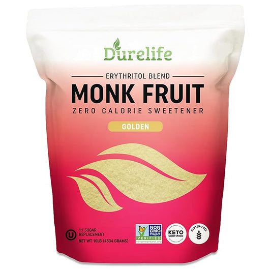 Durelife Golden Monk Fruit Sweetener, 1:1 Sugar Replacement, Keto Diet Friendly, Zero Calorie