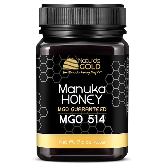 Nature’s Gold Raw Manuka Honey, Certified MGO 514+ | Authentic MGO, Australian Honey, Non-GMO, 100%