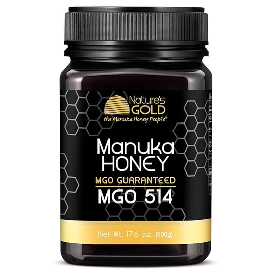 Nature’s Gold Raw Manuka Honey, Certified MGO 514+ | Authentic MGO, Australian Honey, Non-GMO, 100%