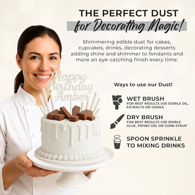 Bulk (20g) White Luster Dust Edible Glitter for Cocktails | Premium Edible White Luster Dust for