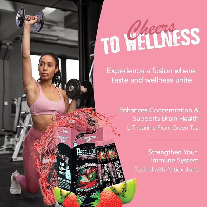 Rebellious Strawberry Kiwi Organic Drink Mix ??Organic 0 Calorie Energy Drink Mix | Monk Fruit &