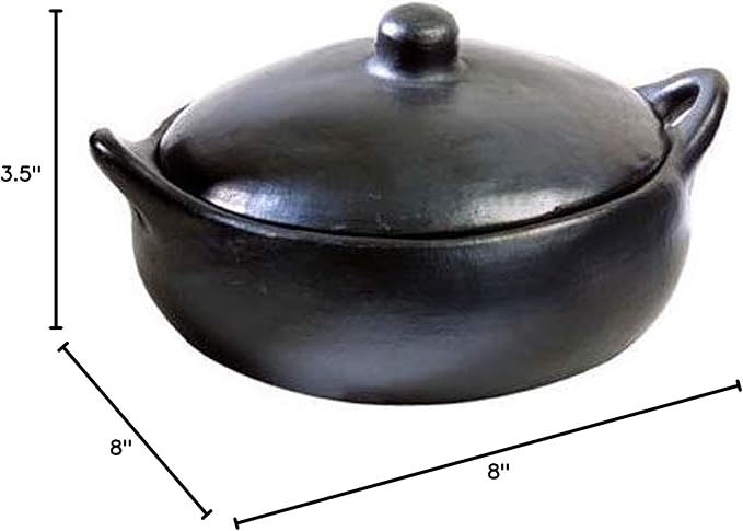 Authentic Chamba Casserole - Elegant Handmade Black Clay Cooking Pot with Cover - Perfect for