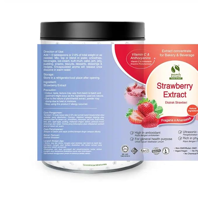 Bionutricia Strawberry Extract Powder 20:1 ??No Sugar Added, Rich in Vitamin C & Antioxidants