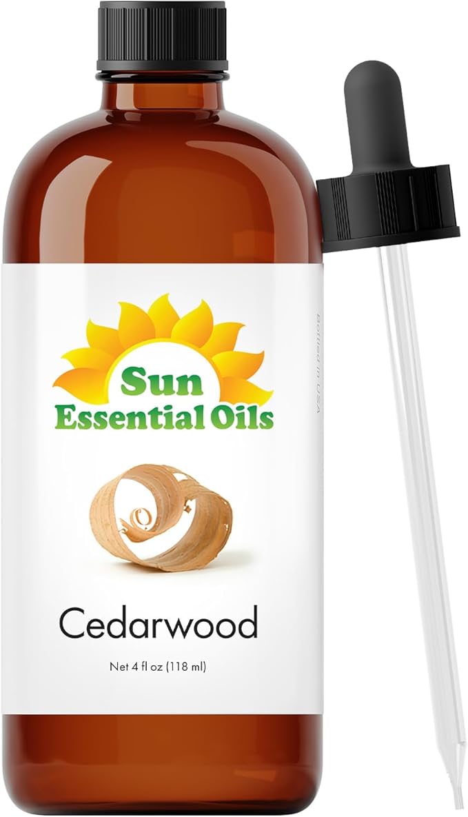 Sun Essential Oils - Cedarwood 4oz Bottle for Humidifier, Diffuser, Soaps, Candles, Hair and Skin