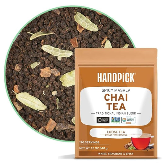 HANDPICK, Premium Chai Tea Loose Leaf (340g/12oz) | Blend Of Black Tea - Masala Chai Tea With