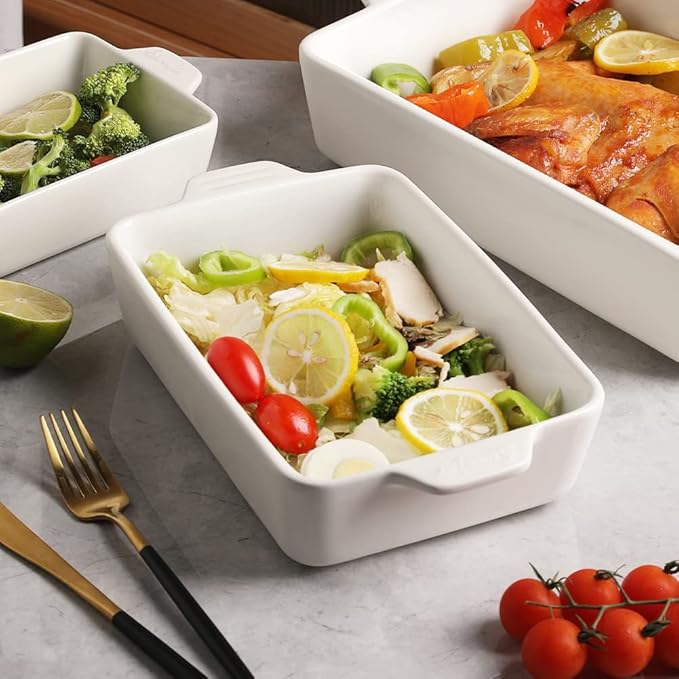 Sweejar Ceramic Bakeware Set, Rectangular Baking Dish for Oven Lasagna Pans for Cooking, Kitchen