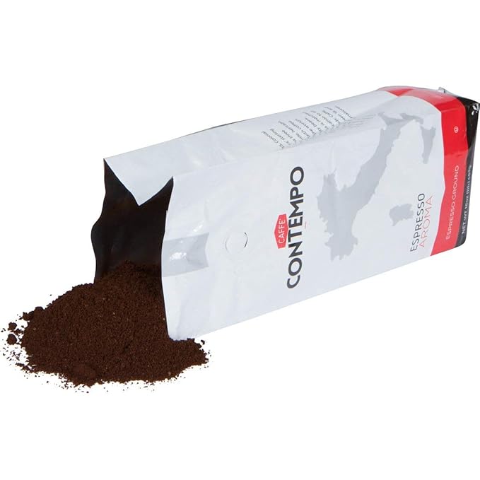 CAFFÉ CONTEMPO Italian Style Ground Espresso, Aroma Blend, 1 LB Fine Grind, Dark Roast, Freshly