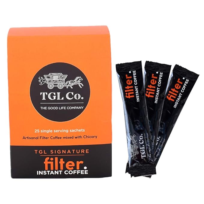 TGL Co. Signature Instant Filter Coffee Sticks (25 Sachets | Pack of 1) |Travel Friendly | Medium
