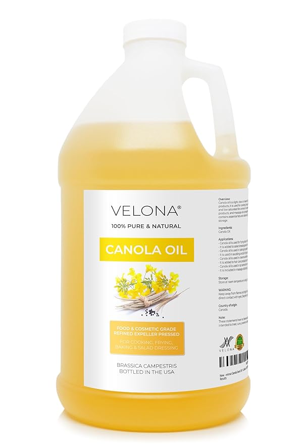 velona Canola Seed Oil 1 Gallon / 128 Fl Oz | 100% Pure and Natural Carrier Oil | Refined, Cold