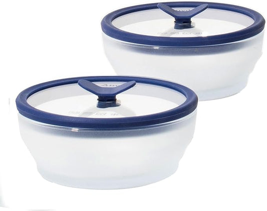Anyday 2-Pack (2-Cup) Glass Food Storage Set with Glass Lids | Plastic-Free Frosted Meal Prep Bowls