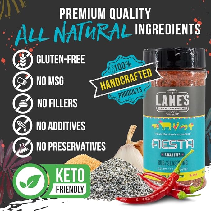 Lane's Fiesta Taco Seasoning Mix, All-Natural Keto Taco Seasoning, Chicken Taco Seasoning Mild, No