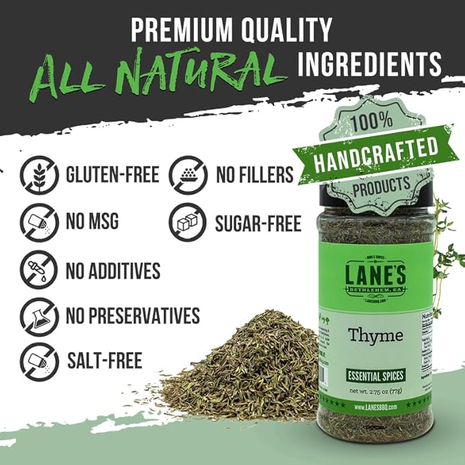 Lane's Fresh Thyme Seasoning, All-Natural Dried Thyme Spice Seasoning, A Dried Thyme Leaves