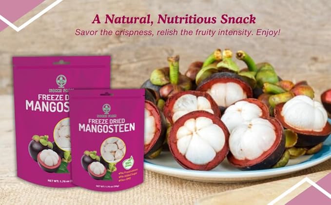 NOKKI FARM Freeze Dried Mangosteen - Healthy & Exotic Tropical Fruit Snacks, No Added Sugar or
