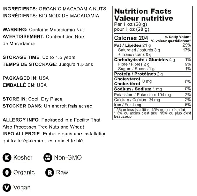 Food to Live Organic Whole Macadamia Nuts, 25 Pounds – Non-GMO, Raw, Shelled, Unsalted, Kosher