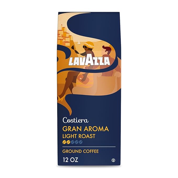 Lavazza Costiera Gran Aroma Ground Coffee 12oz Bag, Light Roast, Smooth and Aromatic Taste
