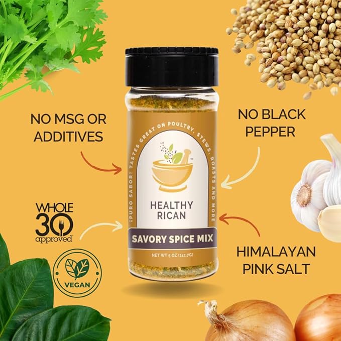 Healthy Rican Savory Chicken Mix Sazon and Sofrito Herb Seasoning for Meat Beef Vegetables Stews