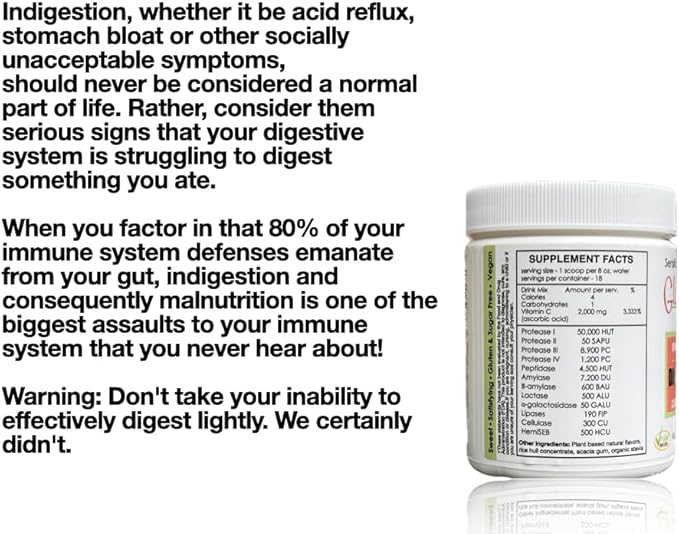 Sufficient C - Glutenizer Force Plus Kiwi-Strawberry Digestive-Ade Drink Mix - Naturally Effective