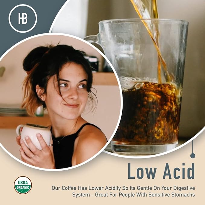 Healthy Bean Low Acid Coffee Pods - Superfood Infused, USDA, Organic Low Acid Coffee, Mold Free