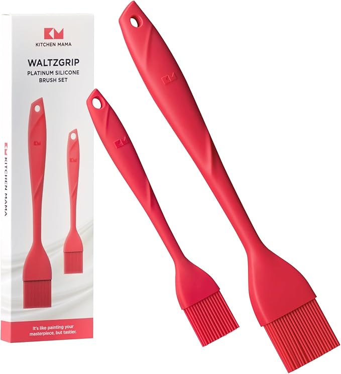 Kitchen Mama WaltzGrip Platinum Silicone Basting Pastry Brush: Set of 2 Heat-Resistant Brushes