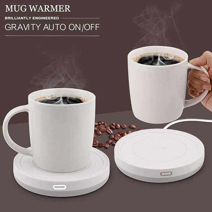 BESTINNKITS Smart Coffee Set Auto On/Off Gravity-Induction Mug Office Desk Use, Candle Wax Cup