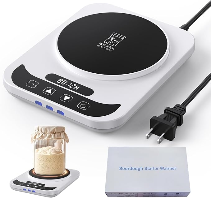 Sourdough Starter Warmer Mat - 12H Timer & Precise 1°F Thermostat (70-100°F) - Auto On/Off - Fits
