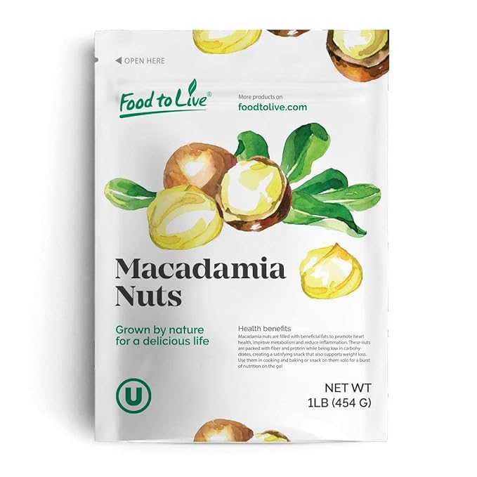 Food to Live Whole Macadamia Nuts, 1 Pound – Non-GMO Verified, Raw, Unsalted, Unroasted, Keto