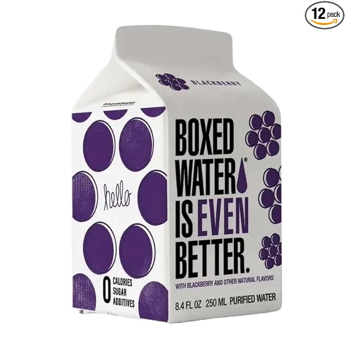Boxed Water 8.5 oz. (24 Pack) ??Blackberry in Boxes, BPA-Free, Refillable Cartons, Sustainable