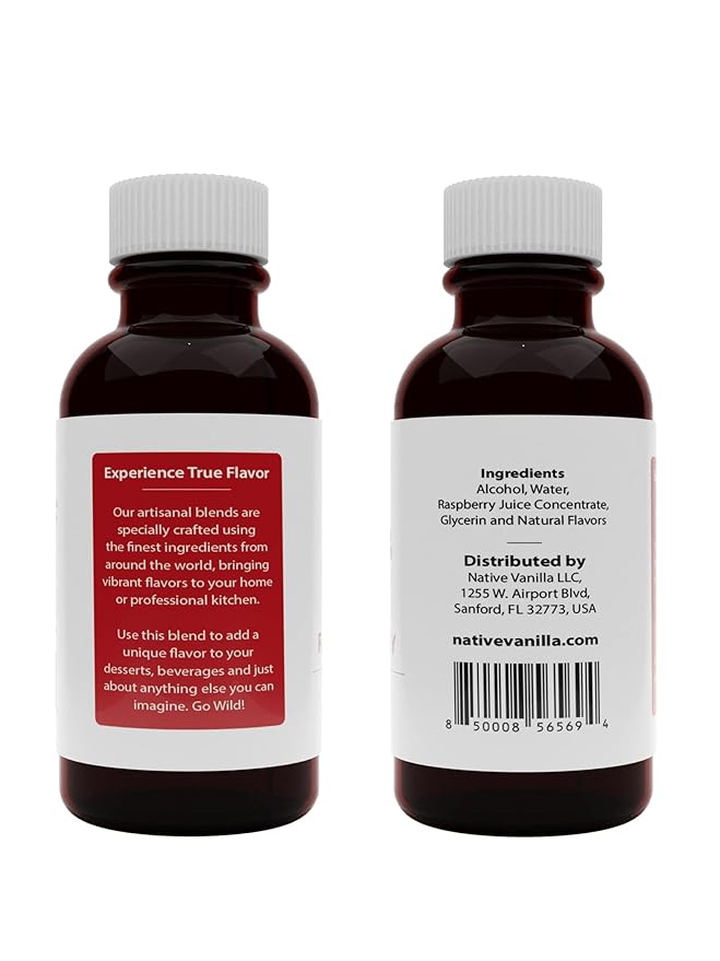 Native Vanilla - Pure Raspberry Extract - 4 Fl Oz - Pure Flavors and Extracts - Perfect for