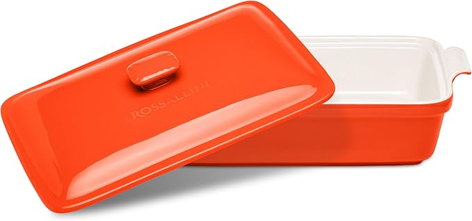 Stoneware Casserole Dish Bakeware Set with Lid, Covered Rectangular Dinnerware, Extra Large 4.23
