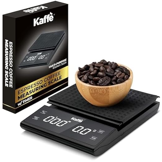Kaffe Coffee Scale with Timer (3kg Max / 0.1g) - AAA Batteries Not Included - Backlit LCD Display