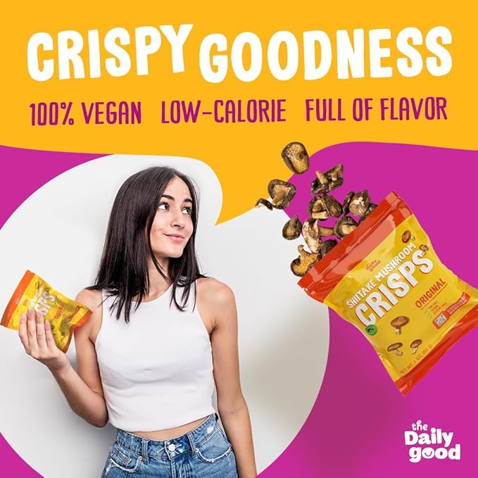 The Daily Good Shiitake Mushroom Crisps -3-Pack Mushroom Chips, Gluten-Free Mushroom Snack