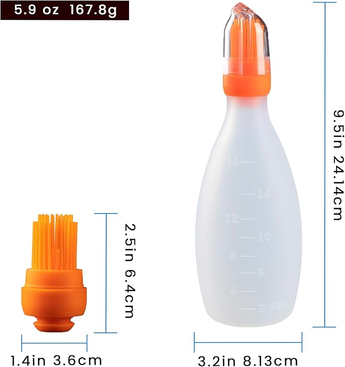 Silicone Pastry Brush, All-in-One Silicone Basting Brush with Sauce Bottle, Heat Resistant BBQ