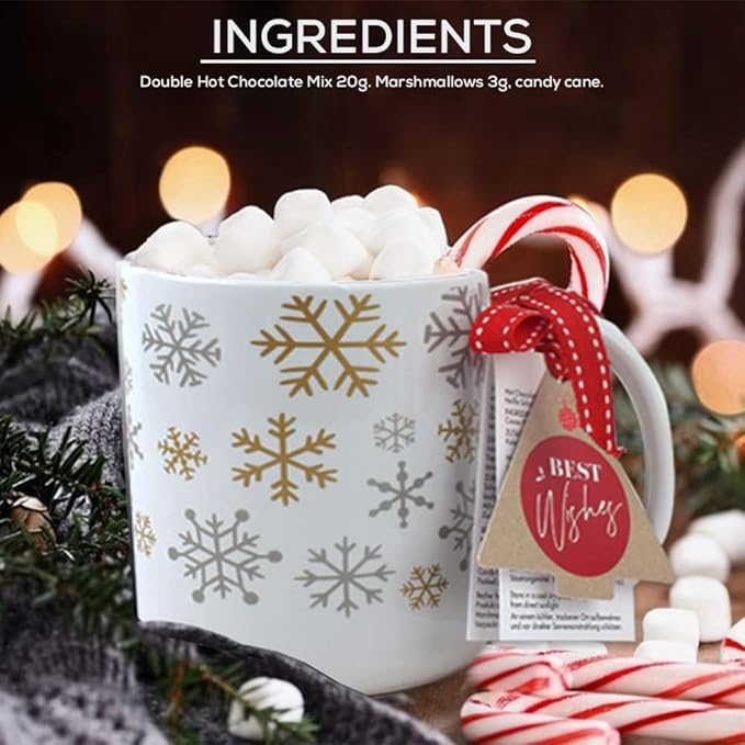 Hot Chocolate Gift Set With Mug - Hot Chocolate Set With Hot Chocolate Sachets - Mini Marshmallows