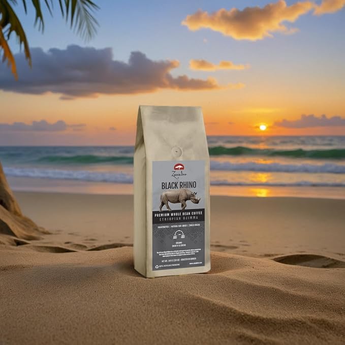Whole Bean Coffee Black Rhino Ethiopian Djimma 3/4 lb 340 grams