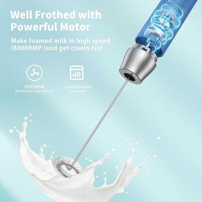 Maestri House Rechargeable Milk Frother with Stand, LunaFro Handheld Electric Foam Maker Waterproof