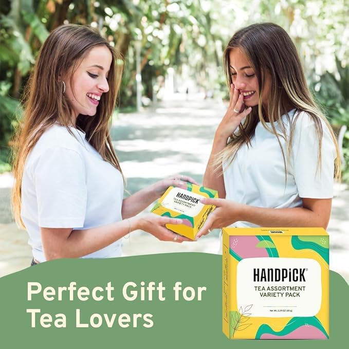 HANDPICK, Tea Bags Sampler Assortment Variety pack Gift Box 8 Flavors, 40 Tea Bags - Perfect