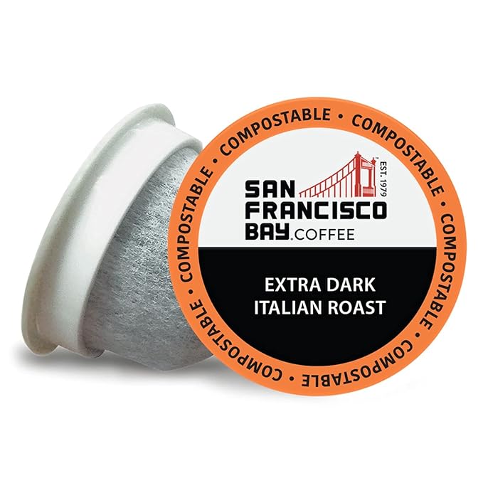 San Francisco Bay Compostable Coffee Pods - Extra Dark Italian (80 Ct) K Cup Compatible including
